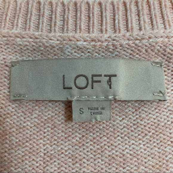 Loft Cold Shoulder Sweater Light Pink V Neck - Picture 6 of 12